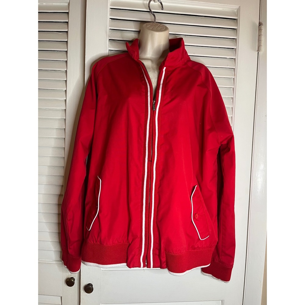 Vtg Insight Red Harrington Jacket Full Zip Plaid Lined Bomber  XL